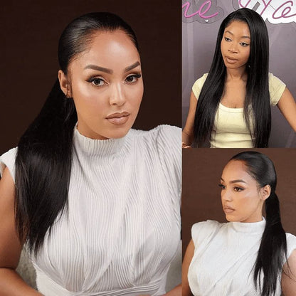 Pre-do Lagos Hairline Flexi Fit Invisi Drawstring Cap Natural Black & Copper Ombre Highlights Silky Straight Glueless 13x4 Frontal HD Lace Wig Pre-Cut Lace