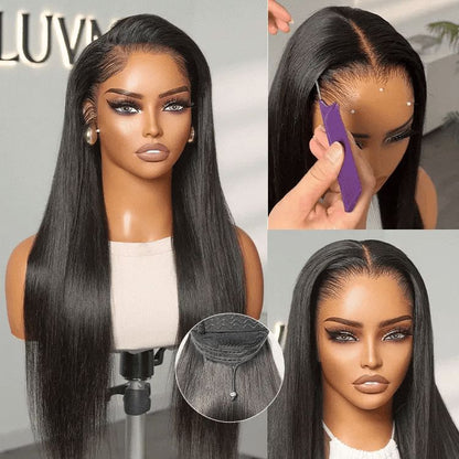 Pre-do Lagos Hairline Flexi Fit Invisi Drawstring Cap Natural Black & Copper Ombre Highlights Silky Straight Glueless 13x4 Frontal HD Lace Wig Pre-Cut Lace