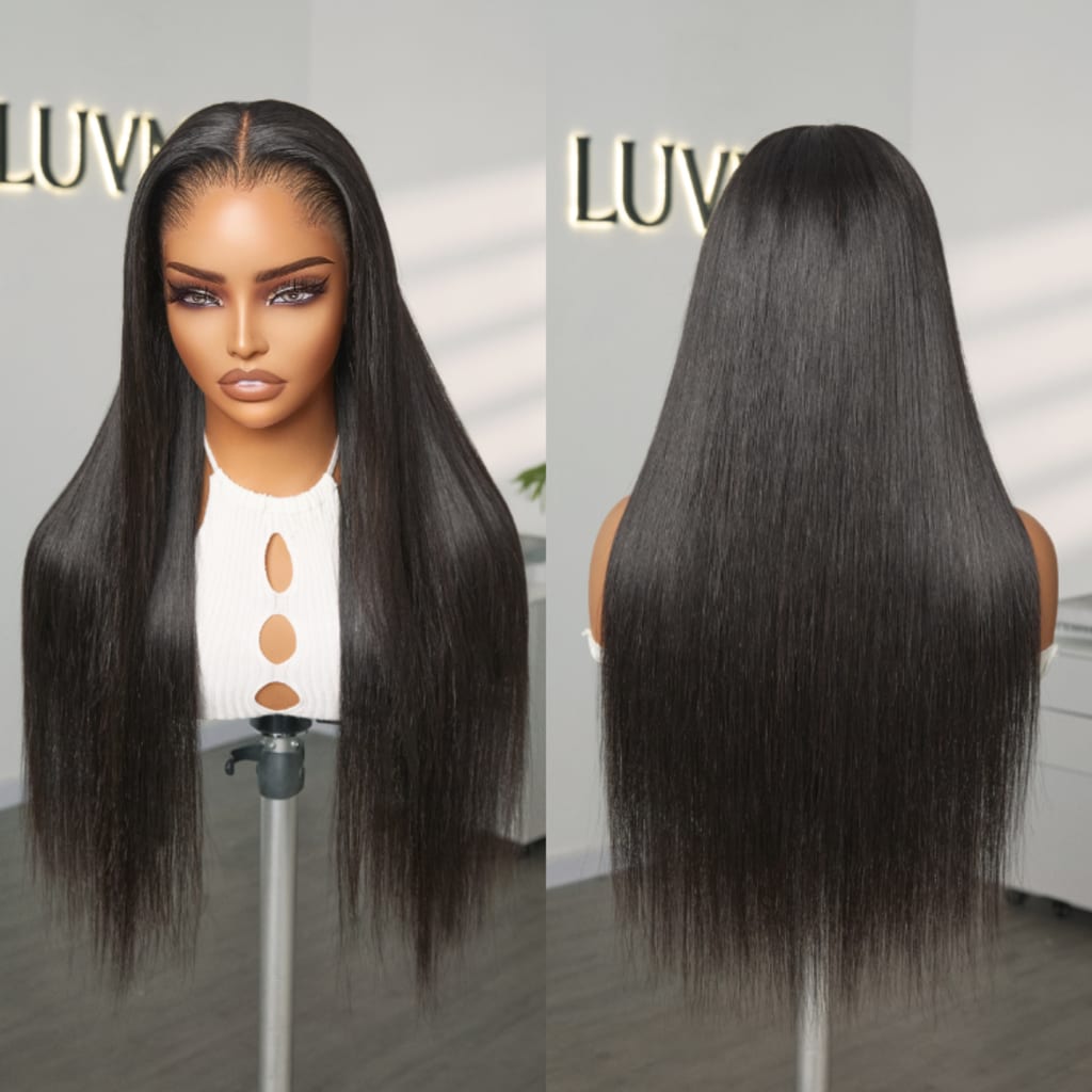 Pre-do Lagos Hairline Flexi Fit Invisi Drawstring Cap Natural Black & Copper Ombre Highlights Silky Straight Glueless 13x4 Frontal HD Lace Wig Pre-Cut Lace