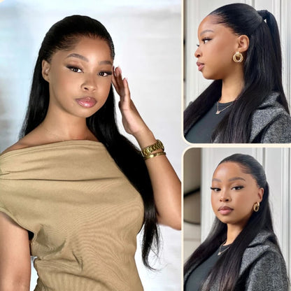 Pre-do Lagos Hairline Flexi Fit Invisi Drawstring Cap Natural Black & Copper Ombre Highlights Silky Straight Glueless 13x4 Frontal HD Lace Wig Pre-Cut Lace